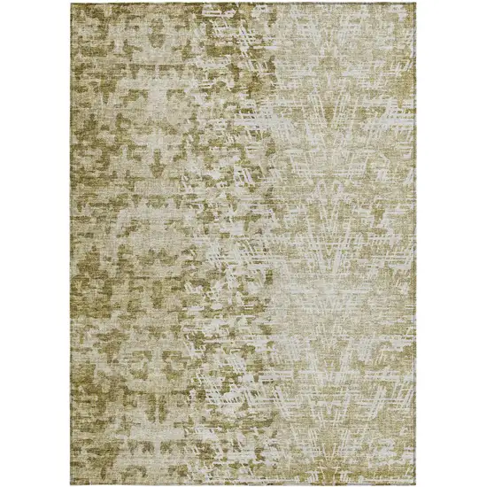Taupe Beige And Ivory Abstract Washable Indoor Outdoor Area Rug Photo 5
