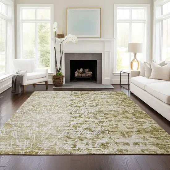 Taupe Beige And Ivory Abstract Washable Indoor Outdoor Area Rug Photo 7