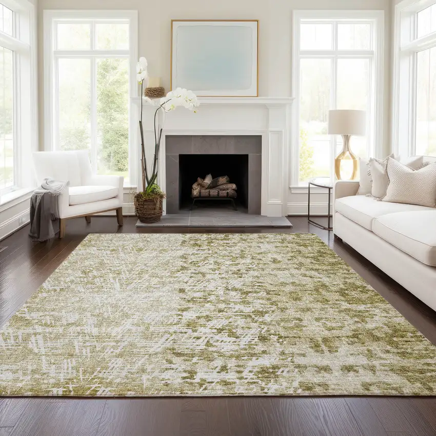 Taupe Beige And Ivory Abstract Washable Indoor Outdoor Area Rug Photo 7