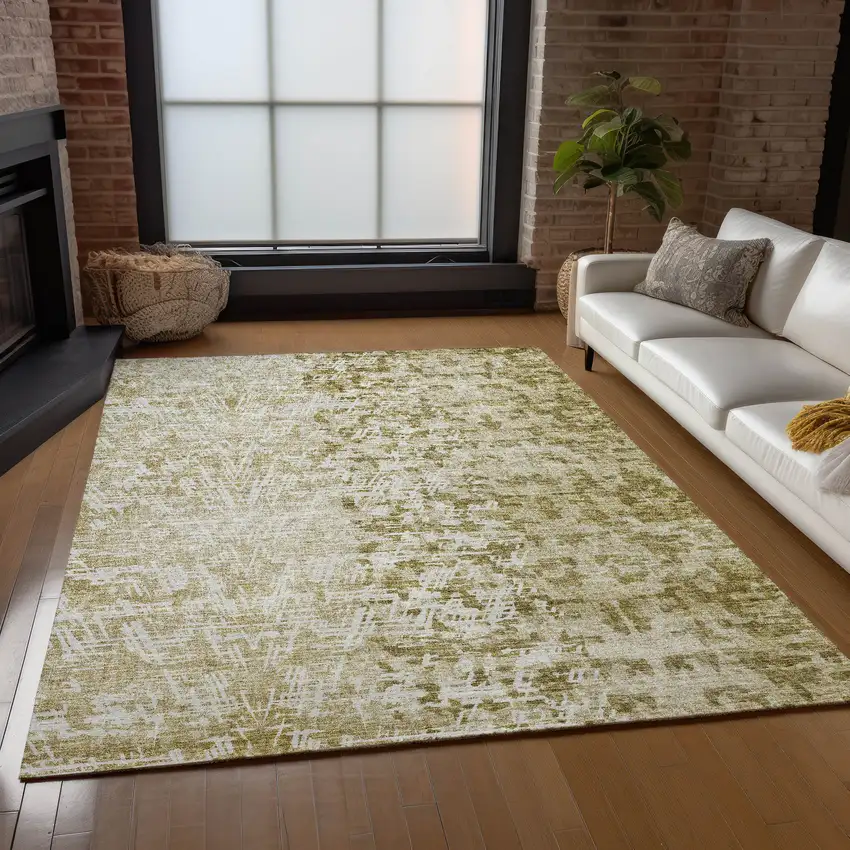 Taupe Beige And Ivory Abstract Washable Indoor Outdoor Area Rug Photo 8