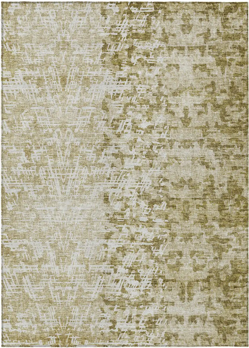 Taupe Beige And Ivory Abstract Washable Indoor Outdoor Area Rug Photo 1
