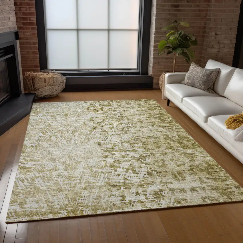 Taupe Beige And Ivory Abstract Washable Indoor Outdoor Area Rug Photo 8