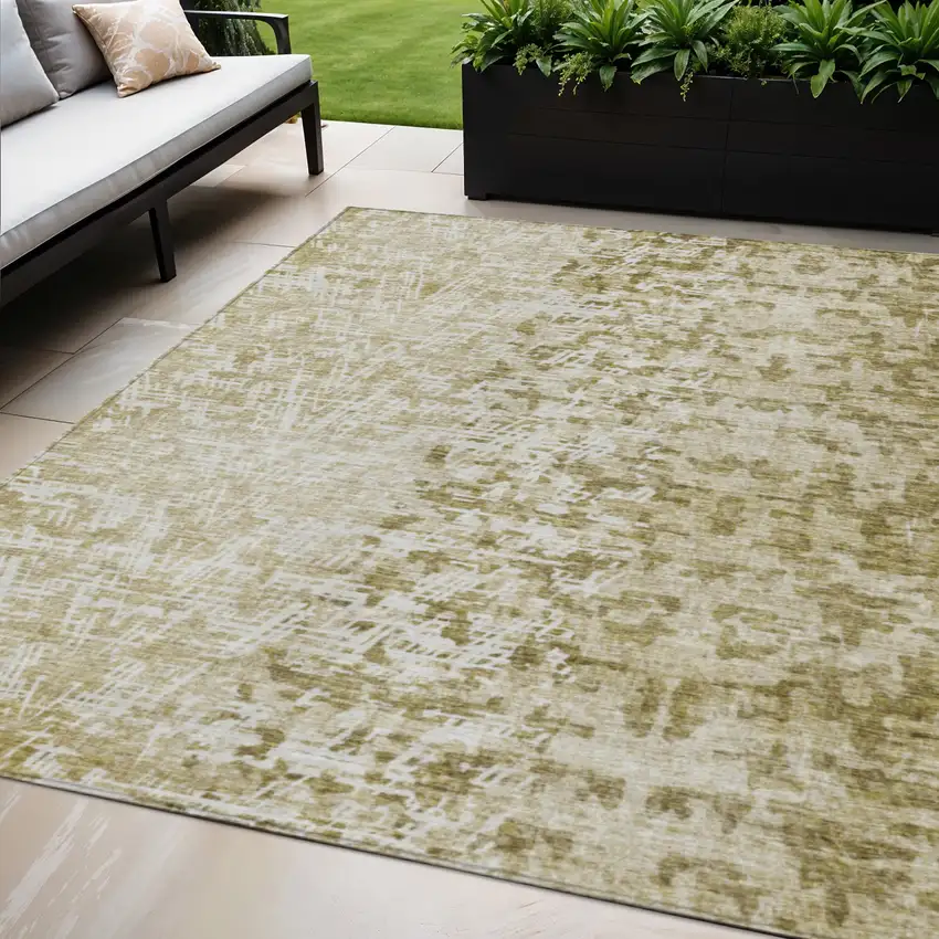 Taupe Beige And Ivory Abstract Washable Indoor Outdoor Area Rug Photo 1