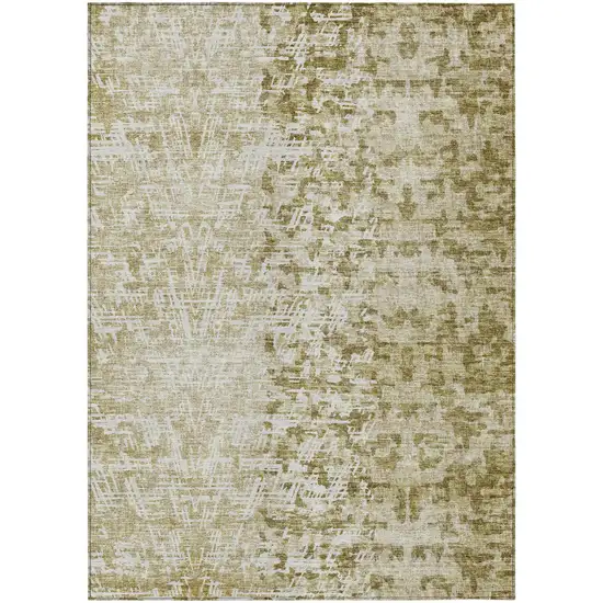 Taupe Beige And Ivory Abstract Washable Indoor Outdoor Area Rug Photo 1