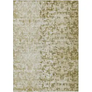Photo of Taupe Beige And Ivory Abstract Washable Indoor Outdoor Area Rug