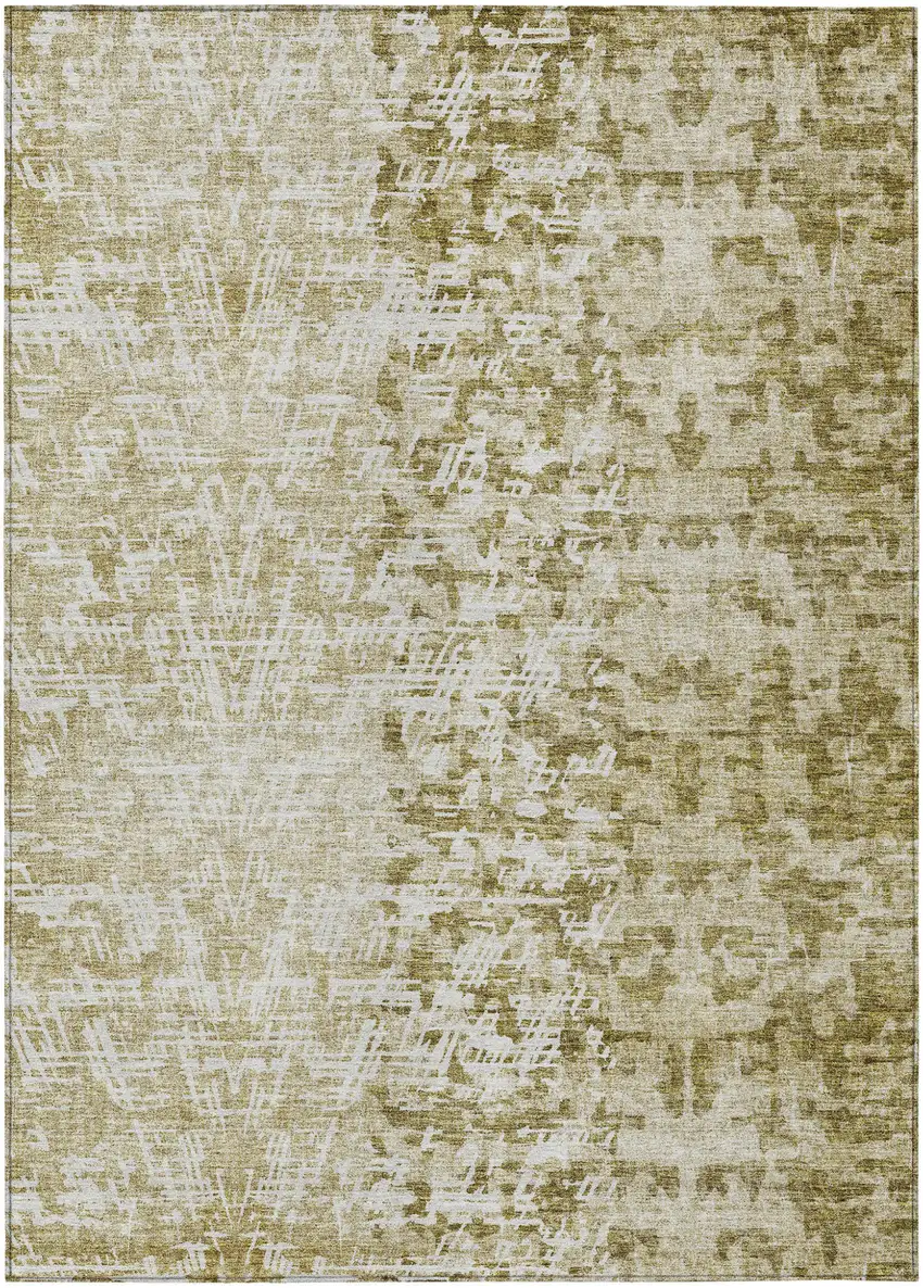Taupe Beige And Ivory Abstract Washable Indoor Outdoor Area Rug Photo 1