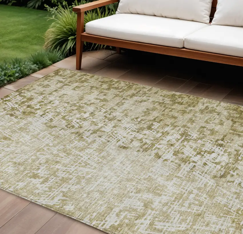 Taupe Beige And Ivory Abstract Washable Indoor Outdoor Area Rug Photo 1