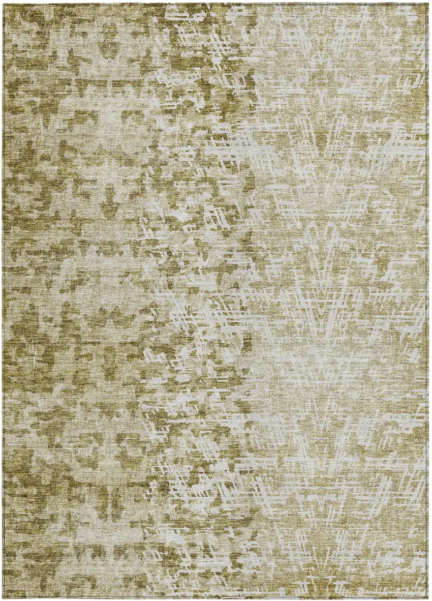 Taupe Beige And Ivory Abstract Washable Indoor Outdoor Area Rug Photo 6