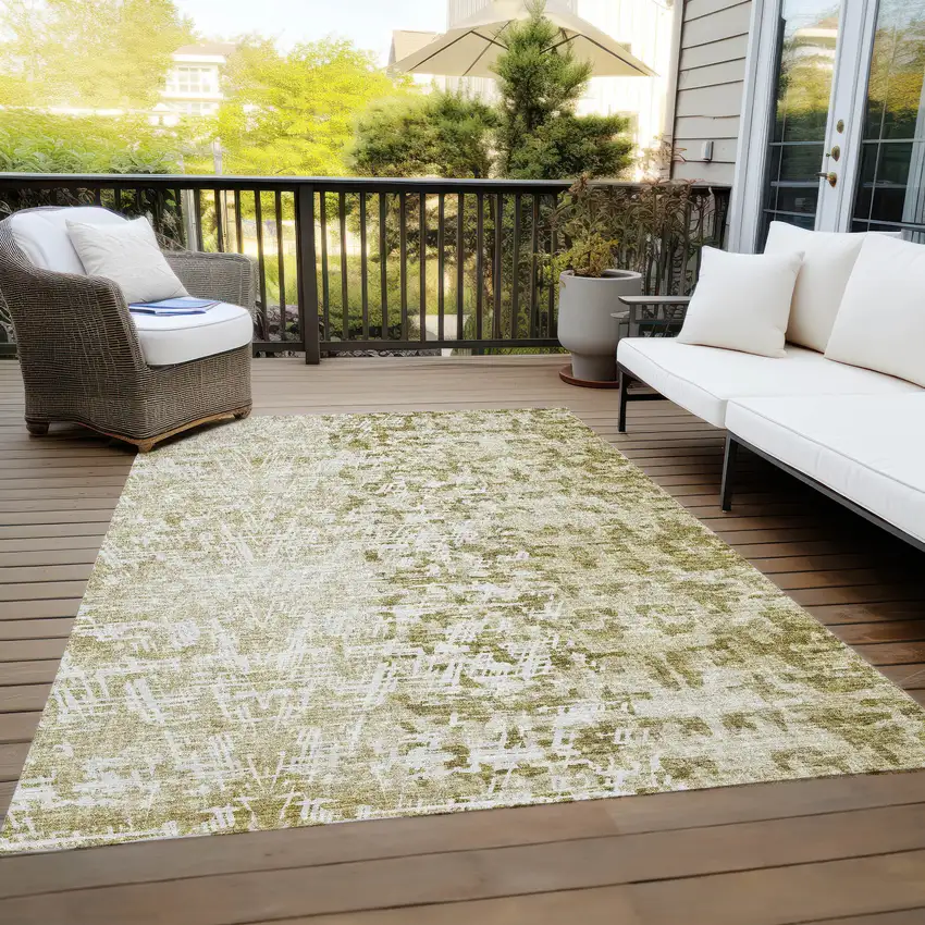 Taupe Beige And Ivory Abstract Washable Indoor Outdoor Area Rug Photo 9
