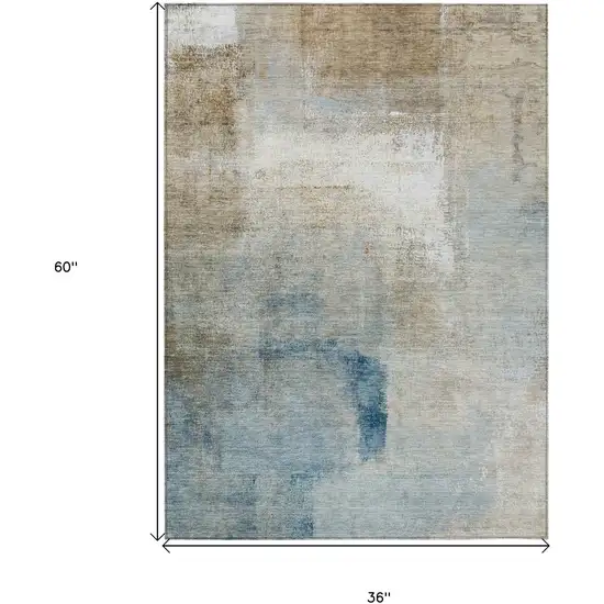 Taupe Beige And Ivory Abstract Washable Indoor Outdoor Area Rug Photo 7