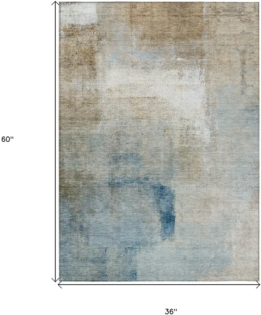 Taupe Beige And Ivory Abstract Washable Indoor Outdoor Area Rug Photo 7