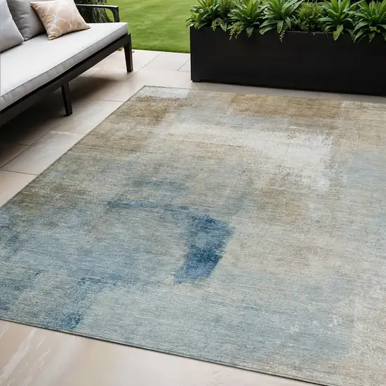 Taupe Beige And Ivory Abstract Washable Indoor Outdoor Area Rug Photo 1