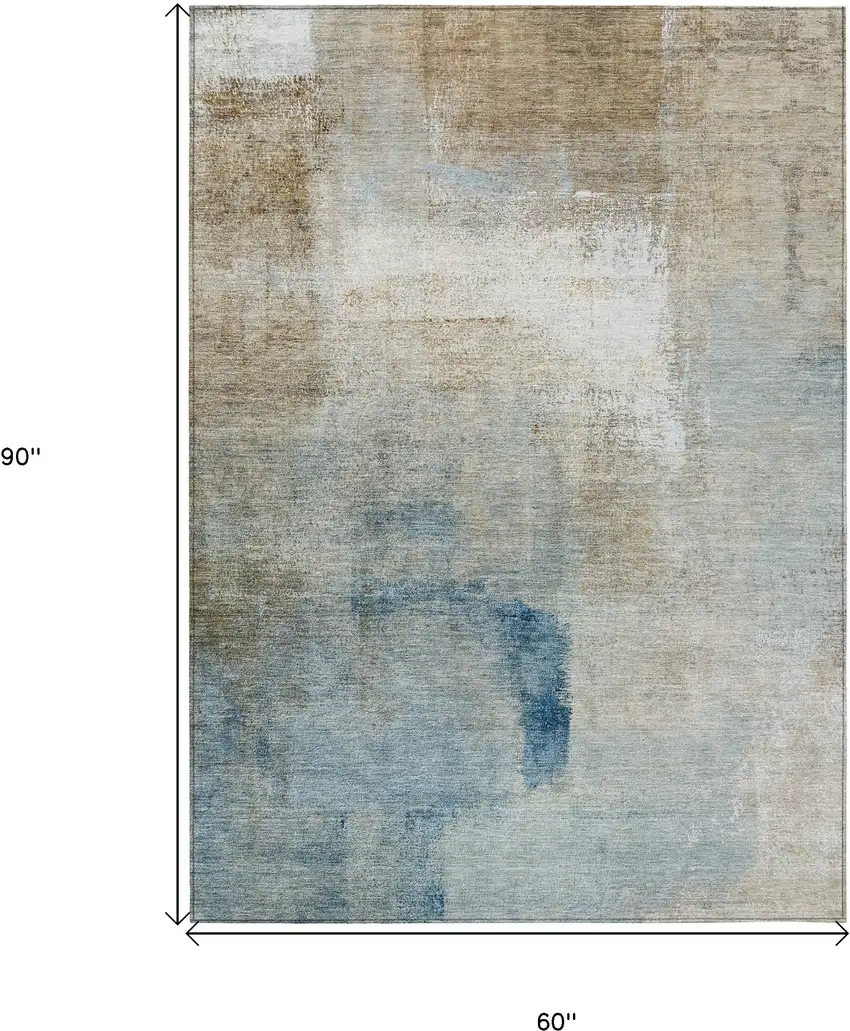 Taupe Beige And Ivory Abstract Washable Indoor Outdoor Area Rug Photo 3