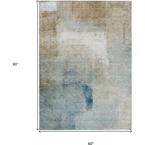 Taupe Beige And Ivory Abstract Washable Indoor Outdoor Area Rug Photo 3