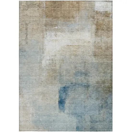 Taupe Beige And Ivory Abstract Washable Indoor Outdoor Area Rug Photo 7