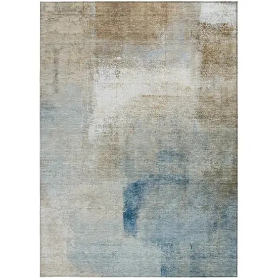 Taupe Beige And Ivory Abstract Washable Indoor Outdoor Area Rug Photo 7