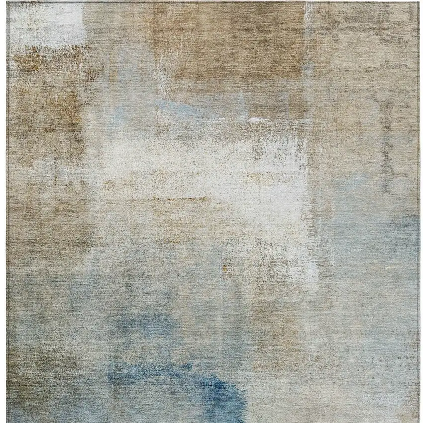 Taupe Beige And Ivory Abstract Washable Indoor Outdoor Area Rug Photo 7