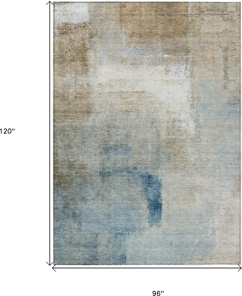 Taupe Beige And Ivory Abstract Washable Indoor Outdoor Area Rug Photo 3