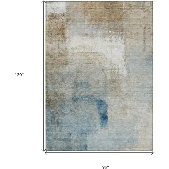 Taupe Beige And Ivory Abstract Washable Indoor Outdoor Area Rug Photo 3