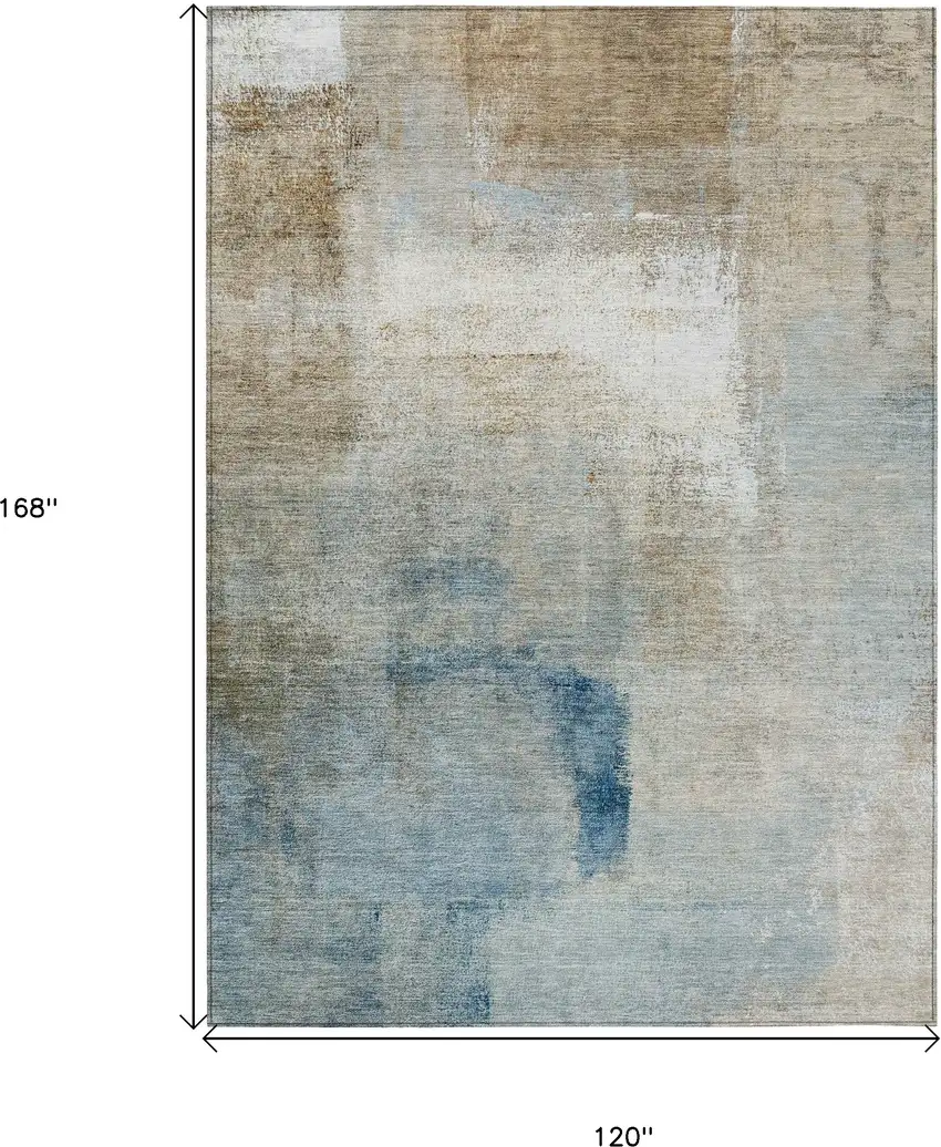 Taupe Beige And Ivory Abstract Washable Indoor Outdoor Area Rug Photo 3