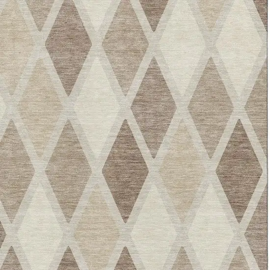 Taupe Beige And Ivory Geometric Washable Area Rug With UV Protection Photo 3