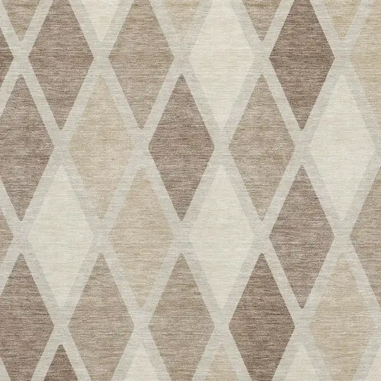 Taupe Beige And Ivory Geometric Washable Area Rug With UV Protection Photo 3