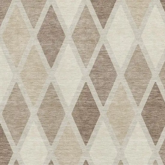 Taupe Beige And Ivory Geometric Washable Area Rug With UV Protection Photo 3