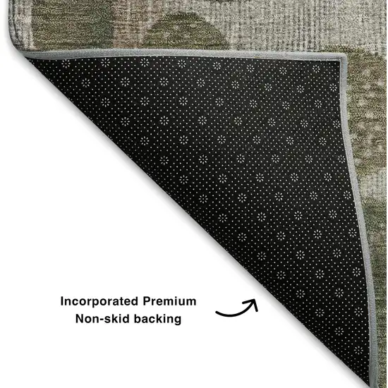 Taupe Beige And Ivory Geometric Washable Area Rug With UV Protection Photo 7