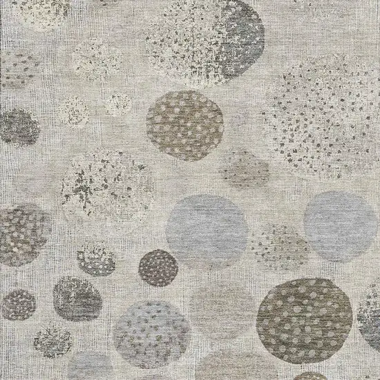 Taupe Beige And Ivory Geometric Washable Area Rug With UV Protection Photo 3