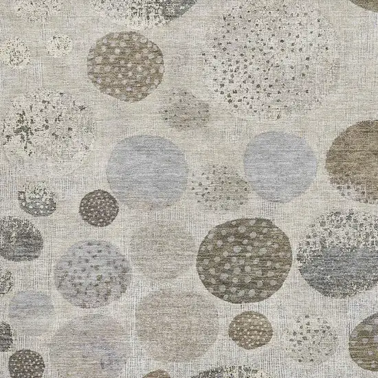 Taupe Beige And Ivory Geometric Washable Area Rug With UV Protection Photo 3