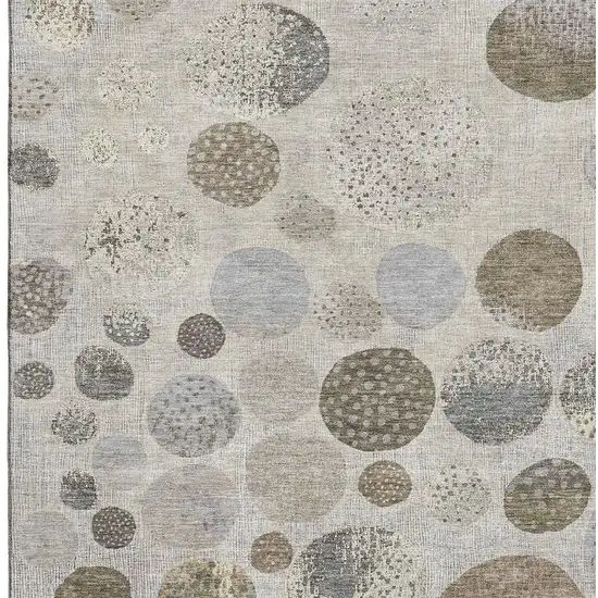 Taupe Beige And Ivory Geometric Washable Area Rug With UV Protection Photo 4