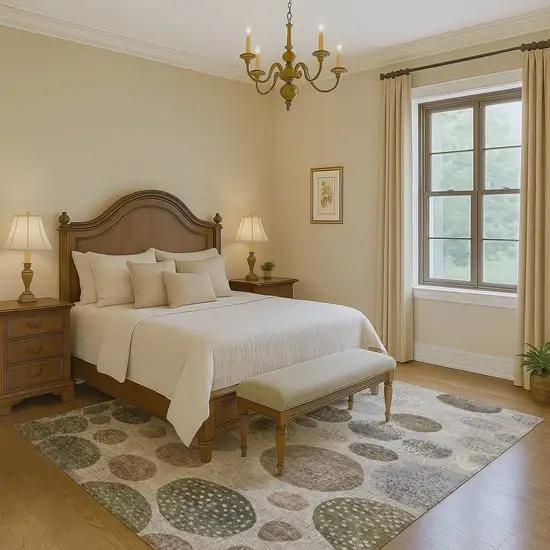 Taupe Beige And Ivory Geometric Washable Area Rug With UV Protection Photo 6