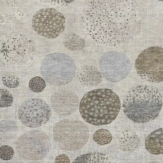 Taupe Beige And Ivory Geometric Washable Area Rug With UV Protection Photo 3