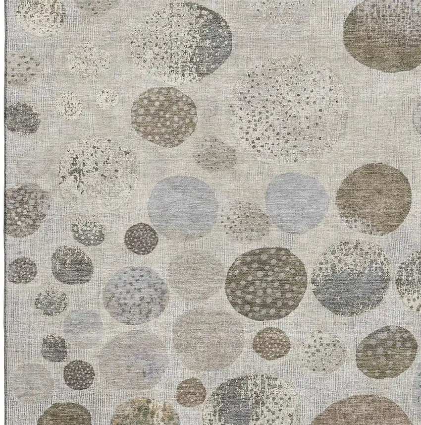Taupe Beige And Ivory Geometric Washable Area Rug With UV Protection Photo 3