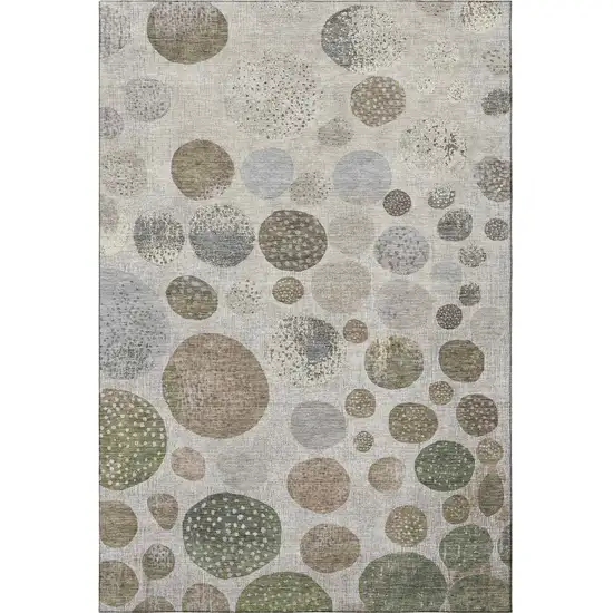 Taupe Beige And Ivory Geometric Washable Area Rug With UV Protection Photo 4