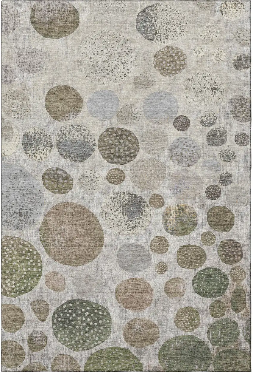 Taupe Beige And Ivory Geometric Washable Area Rug With UV Protection Photo 4