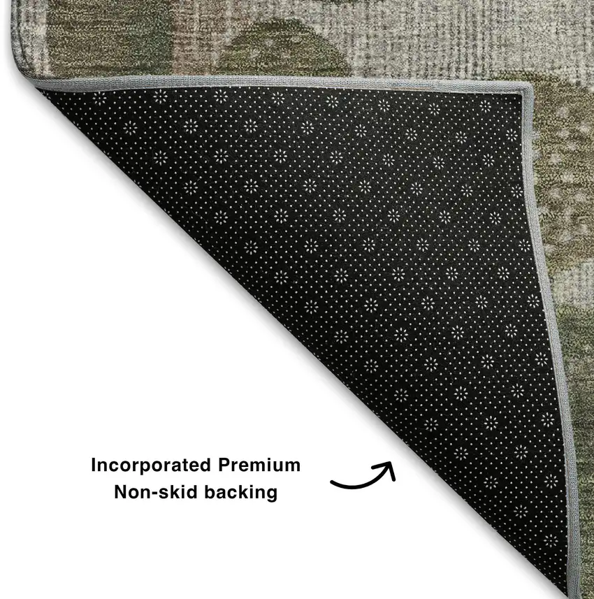 Taupe Beige And Ivory Geometric Washable Area Rug With UV Protection Photo 7