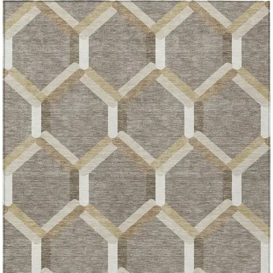 Taupe Beige And Ivory Geometric Washable Indoor Outdoor Area Rug Photo 7