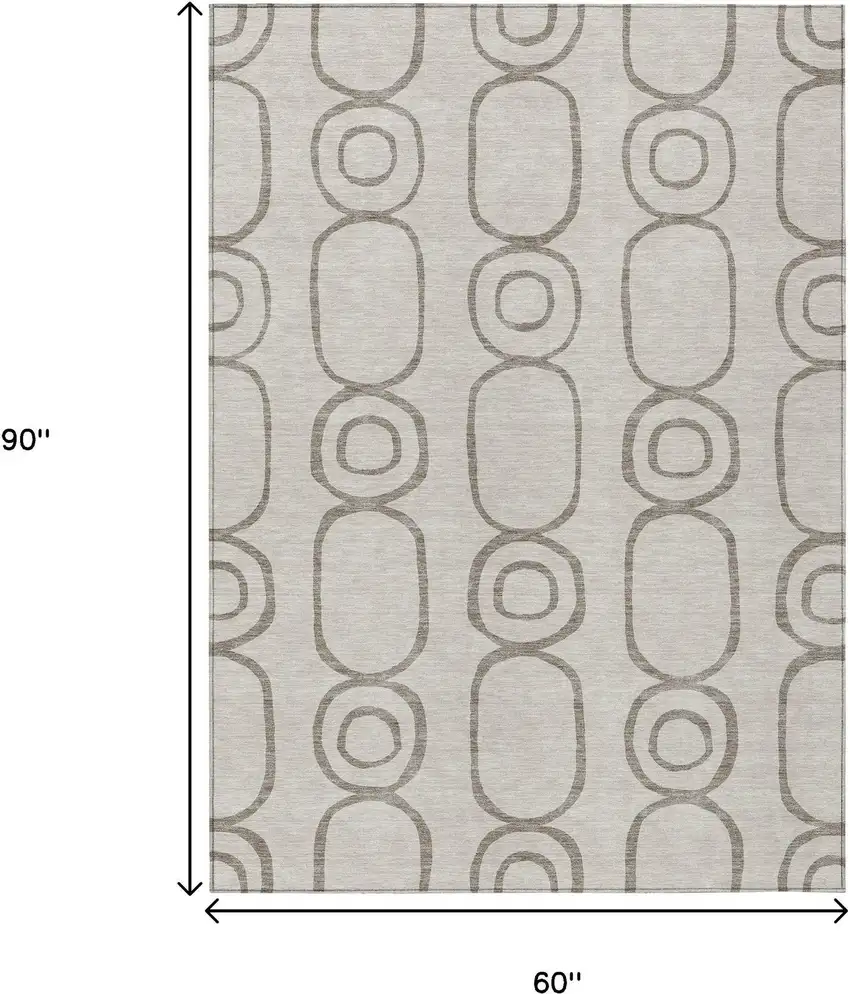 Taupe Beige And Ivory Geometric Washable Indoor Outdoor Area Rug Photo 3