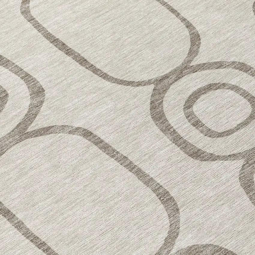 Taupe Beige And Ivory Geometric Washable Indoor Outdoor Area Rug Photo 7