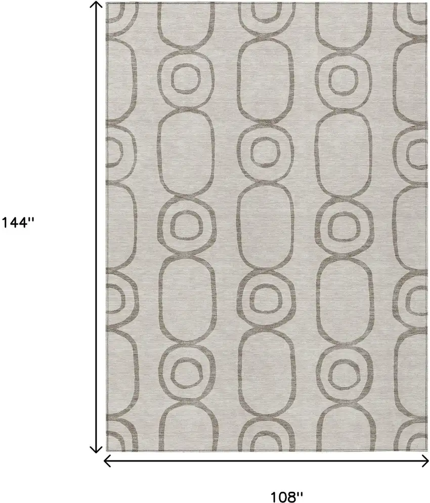 Taupe Beige And Ivory Geometric Washable Indoor Outdoor Area Rug Photo 3