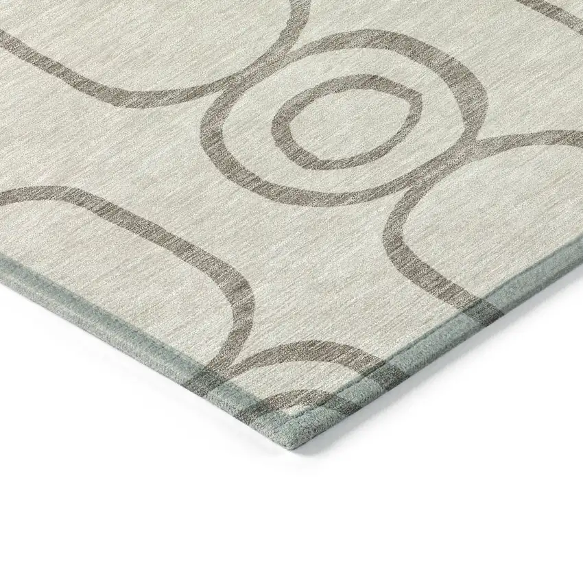 Taupe Beige And Ivory Geometric Washable Indoor Outdoor Area Rug Photo 6