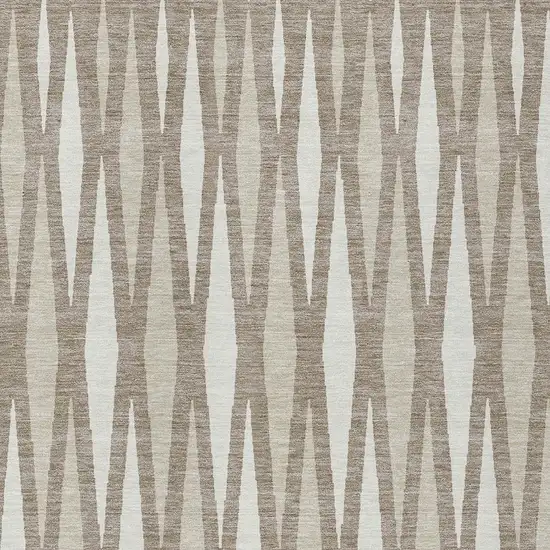 Taupe Beige And Ivory Geometric Washable Indoor Outdoor Area Rug Photo 6