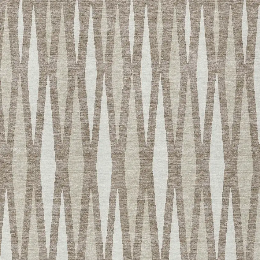 Taupe Beige And Ivory Geometric Washable Indoor Outdoor Area Rug Photo 6