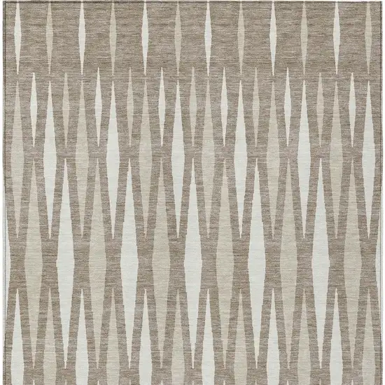 Taupe Beige And Ivory Geometric Washable Indoor Outdoor Area Rug Photo 6