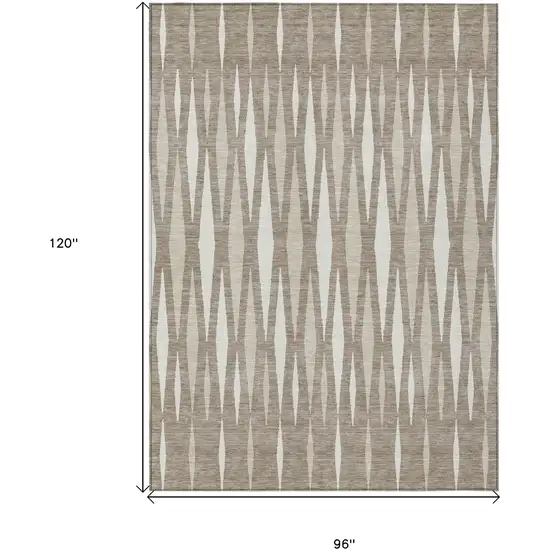 Taupe Beige And Ivory Geometric Washable Indoor Outdoor Area Rug Photo 3
