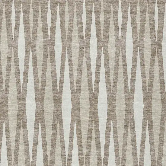 Taupe Beige And Ivory Geometric Washable Indoor Outdoor Area Rug Photo 6