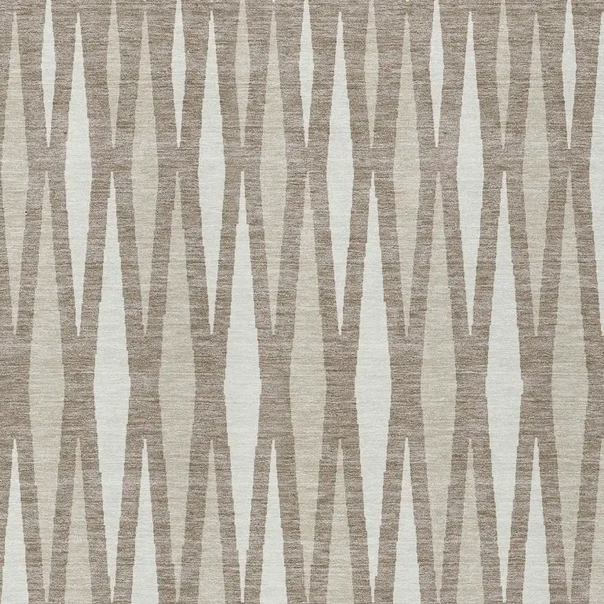 Taupe Beige And Ivory Geometric Washable Indoor Outdoor Area Rug Photo 6