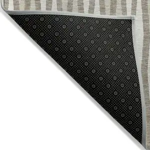 Photo of Taupe Beige And Ivory Geometric Washable Indoor Outdoor Area Rug