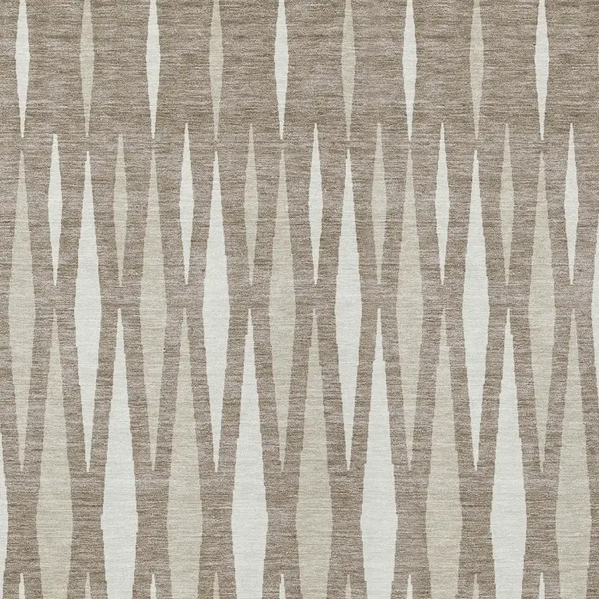 Taupe Beige And Ivory Geometric Washable Indoor Outdoor Area Rug Photo 6